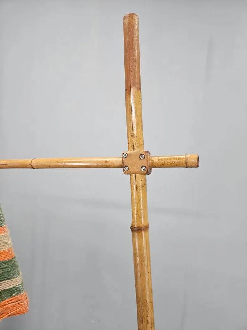 Rare Midcentury Floor Bambnoo and String Lamp, 1960s