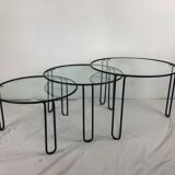Metal and glass nesting coffee table 1970