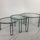 Table basse gigogne Metal et verre 1970