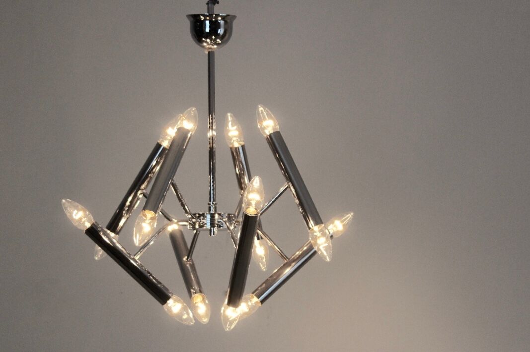 Geometrical chrome chandelier by Boulanger