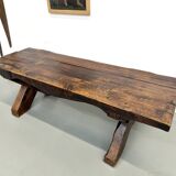 Table Brutaliste en Chêne Massif, Art Populaire (Vers 1900)