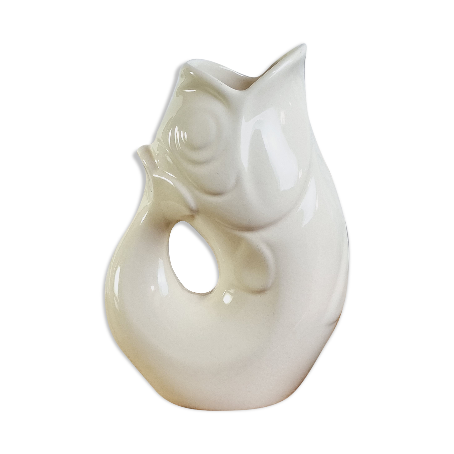 Zoomorphic pitcher fish Ceramic beige FDC Charolles