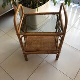 Rattan and caning side table