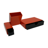 Organisateur de bureau pot a crayons Facetta vintage plastique orange design
