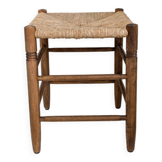 Tabouret mid century rustique campagne vintage jonc tressé jonc tabouret en bois style danois charlo