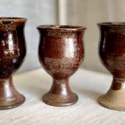 Service of 8 vintage pyrite stoneware glasses from 1960 by Albert THIRY (Vallauris)