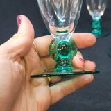 6 Luminarc molière champagne flutes aqua green foot