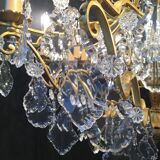 12-light bronze and crystal chandelier