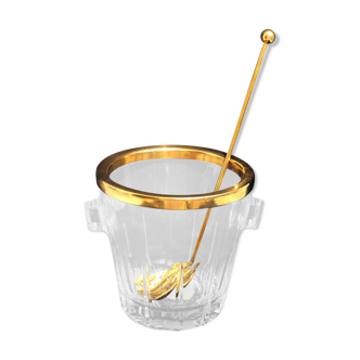 Ice bucket, moulded crystal made in Belgium by Val Saint Lambert