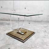 Coffee table in brass and lucite year 1970