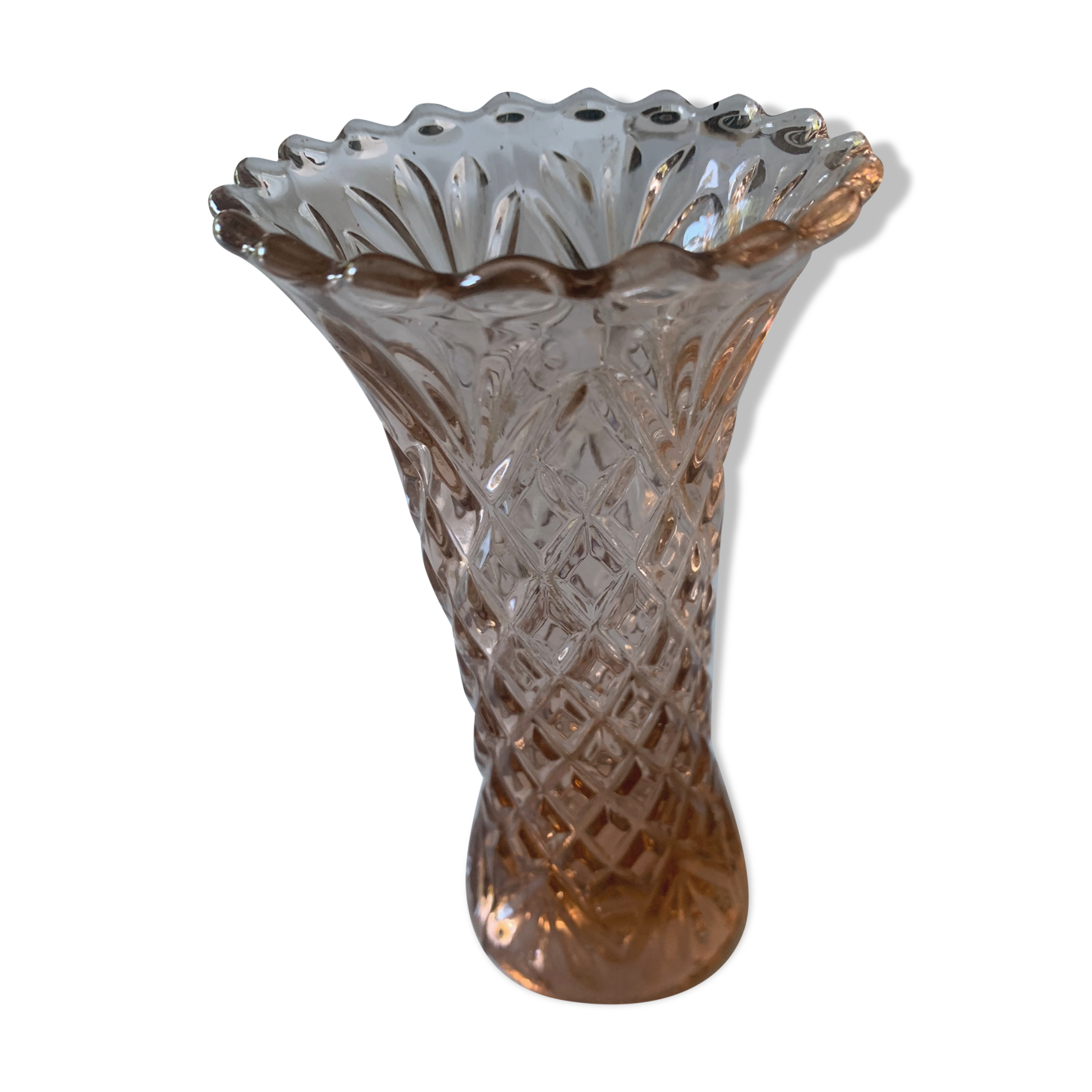 Orange pink glass vase