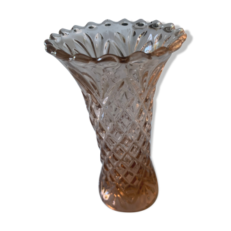 Orange pink glass vase