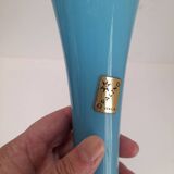 Blue opaline vase with space age rings