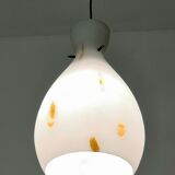 Vintage Encased and Blown Glass Pendant with Orange Murrine, Italy