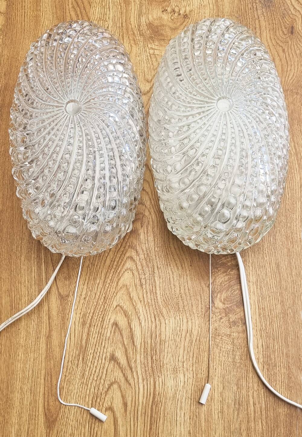 Pair of bubble wall lights with pull, vintage, 70s