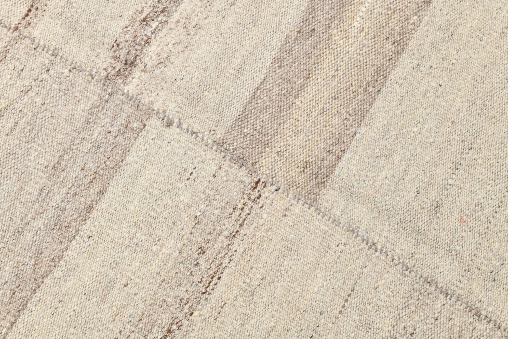 Beige & Brown Kilim Runner Rug, 95x257Cm