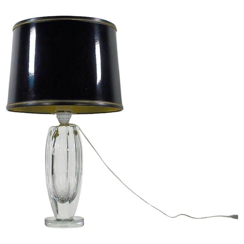 Elis Bergh for Kosta Sweden engraved crystal table lamp