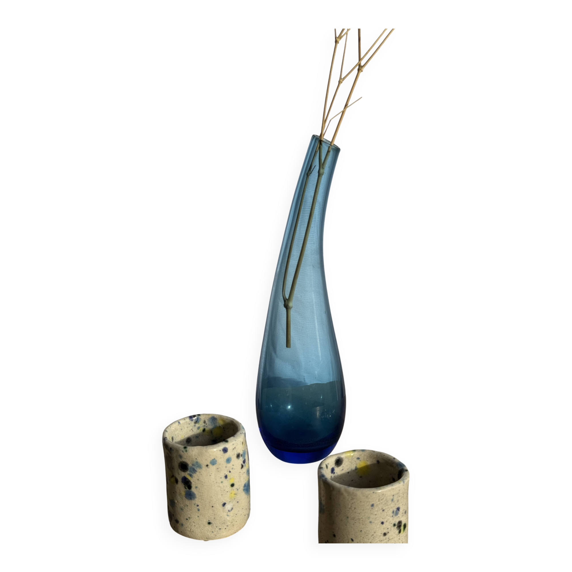 Blue soliflore vase H25 D7