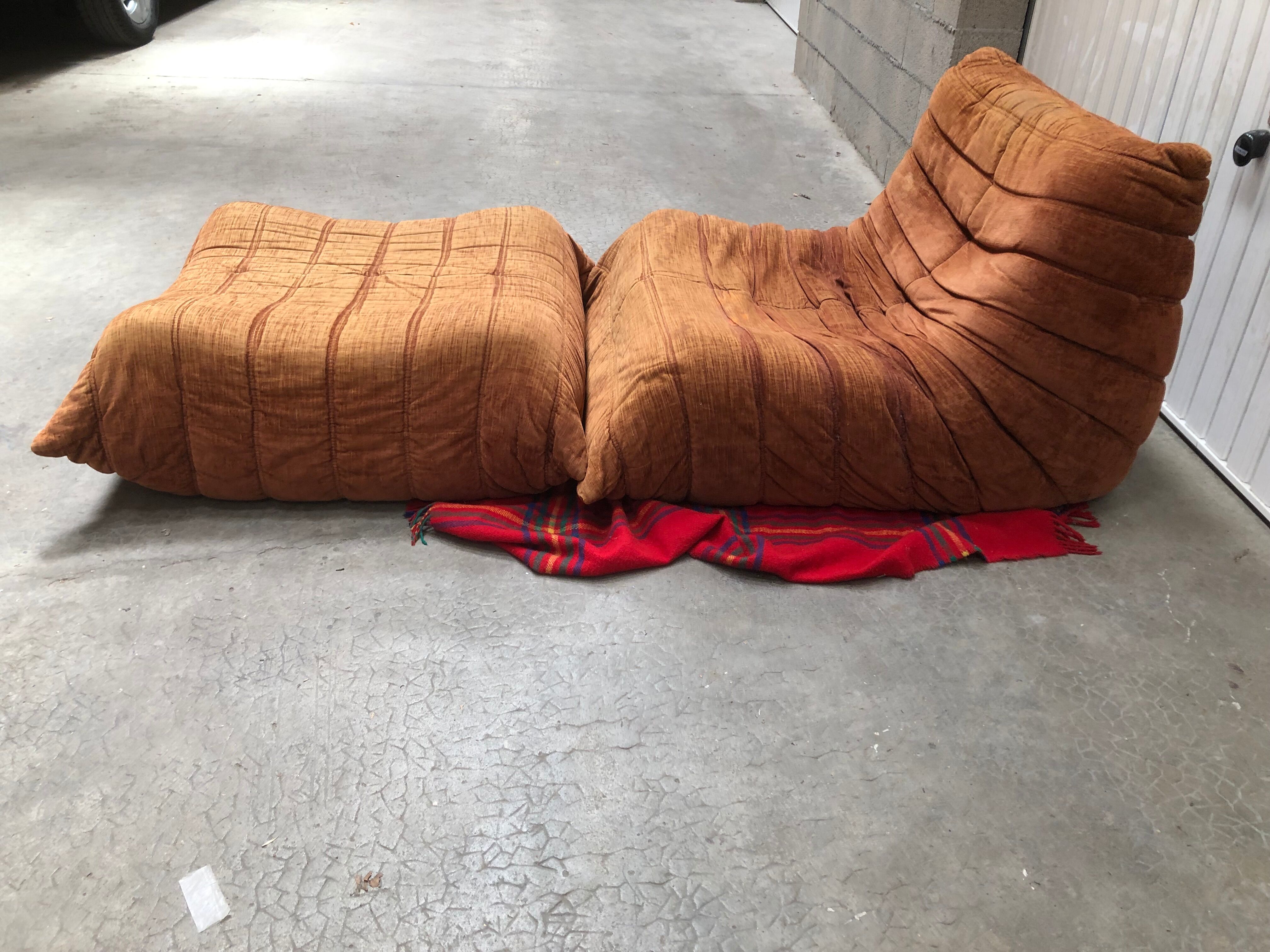 Armchair and pouf Fontana Arte  vintage 1970