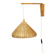 Czechoslovak Rattan and Wood Swing Arm Wall Lamp, 1960s