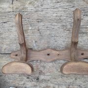 Coat rack patinated wood 2 hooks old dp 0722106
