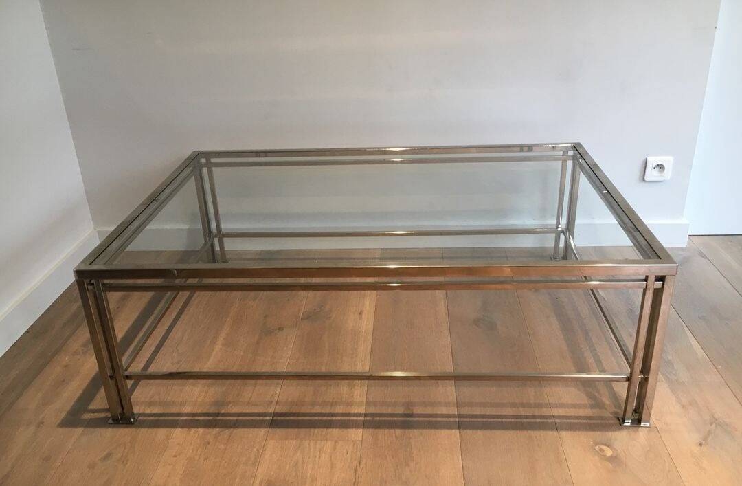 Modernist Chrome Coffee Table with Triple Legs, French Work circa 1970