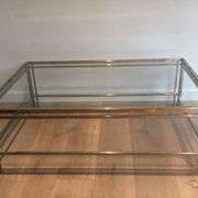 Modernist Chrome Coffee Table with Triple Legs, French Work circa 1970