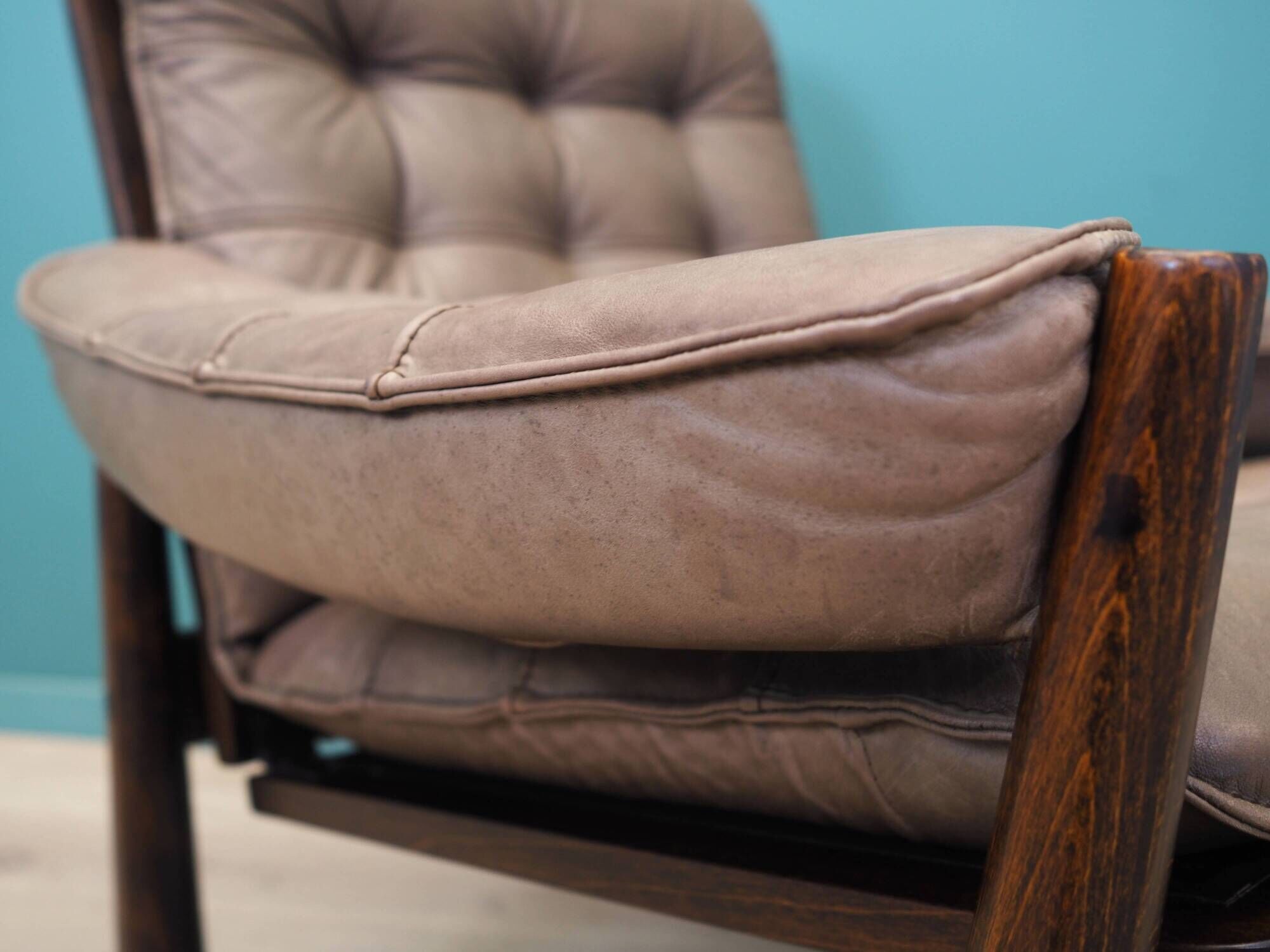 Leather armchair, Danish design, 1960s, manufactured by Genega Møbler