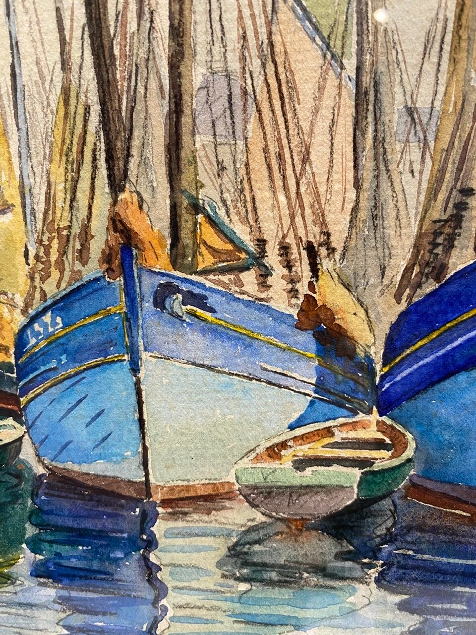 Old painting, Marine, signed and dated 1933