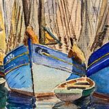 Old painting, Marine, signed and dated 1933