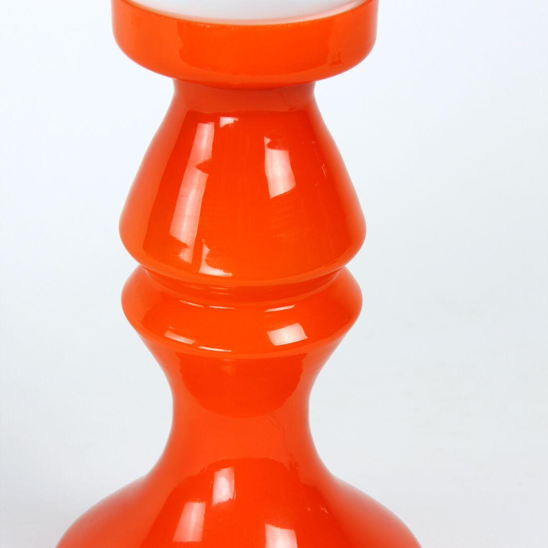 Orange glass table lamp by vitropol, poland 1960s