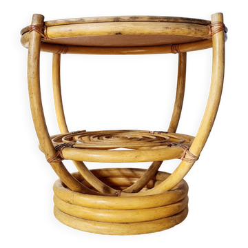 Vintage rattan side table – 1960s