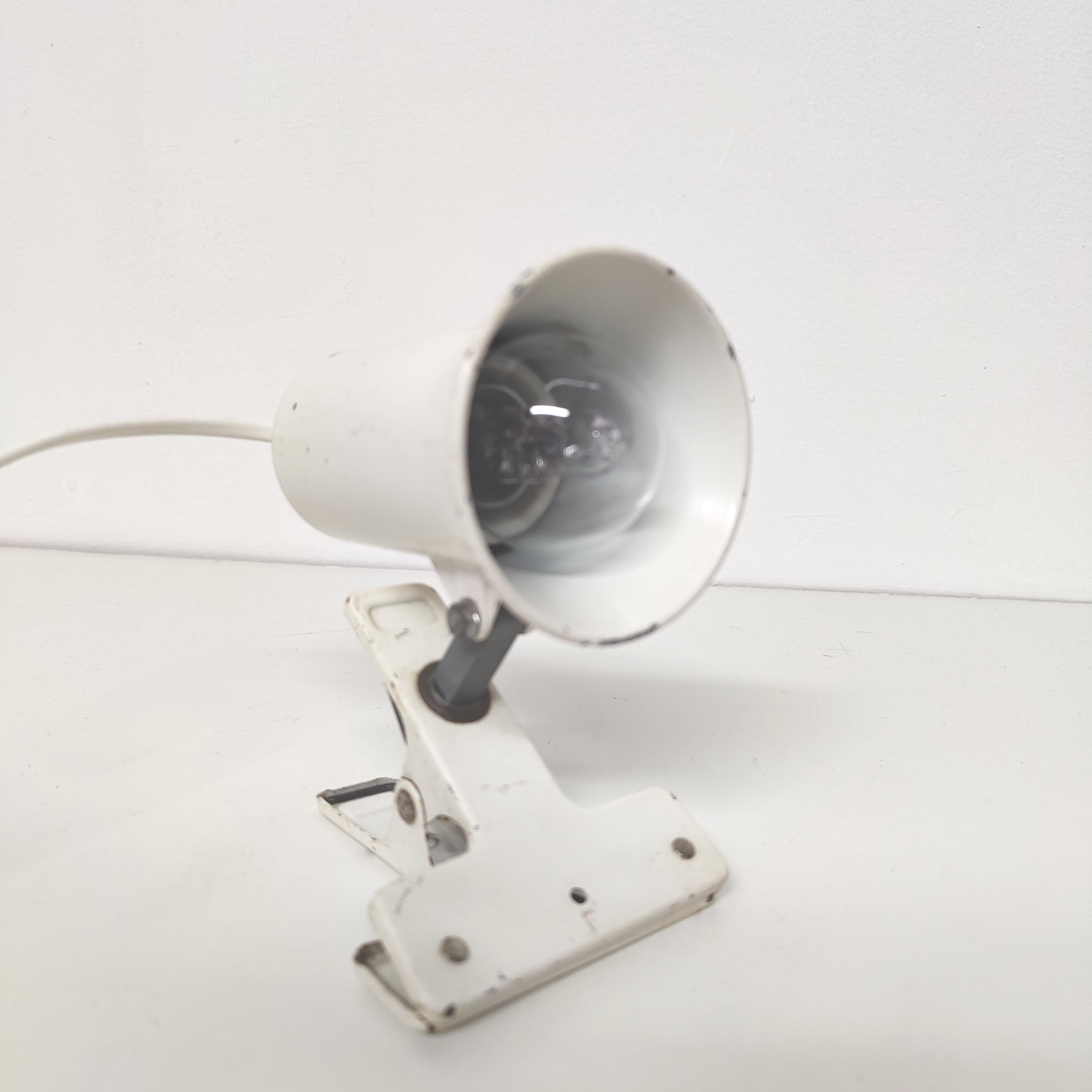 Spot lamp with white metal workshop clip 70s