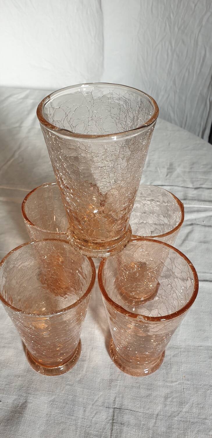 5 pink cracked glasses