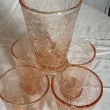 5 verres craquelés roses