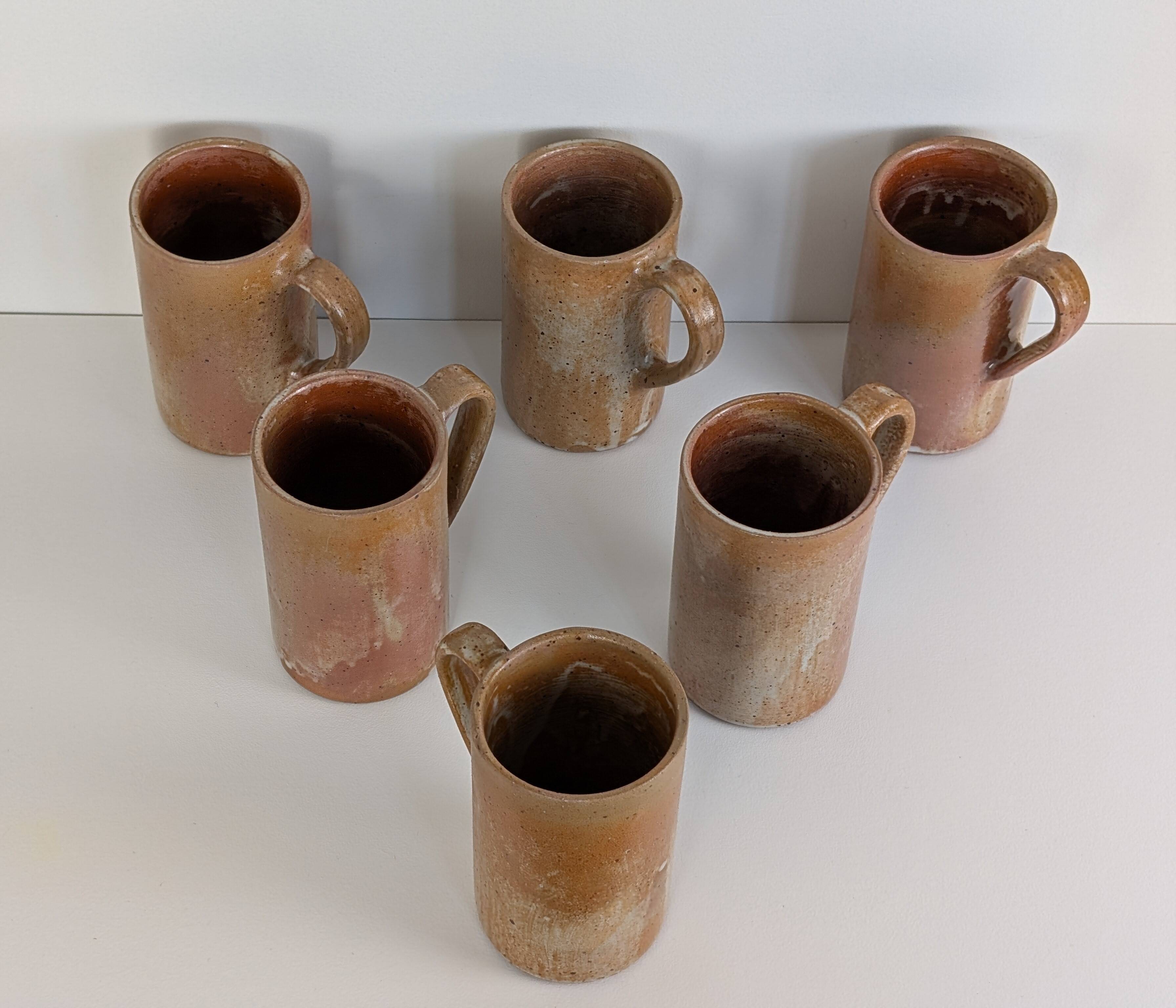 6 enamelled stoneware mugs