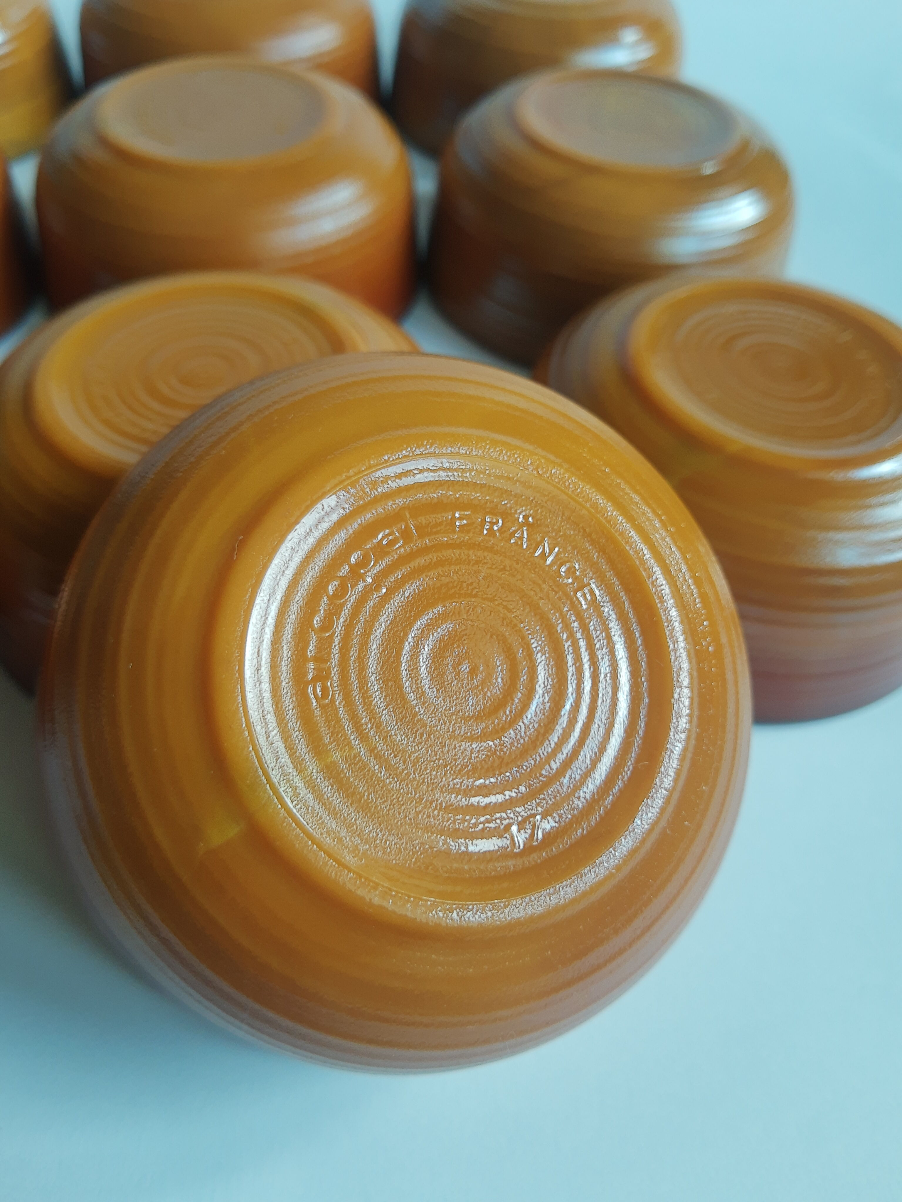 Set of 10 brown ramekins Arcopal Vintage volcano