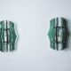 Pair of Veca wall lights, green murano glass, Italy 1970