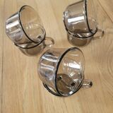 8 Arcoroc smoked glass cups