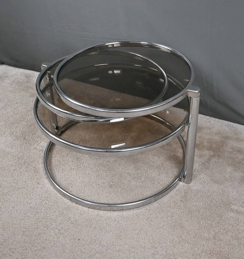 Coffee table with rotating trays, attributed to Milo Baughman – 1970