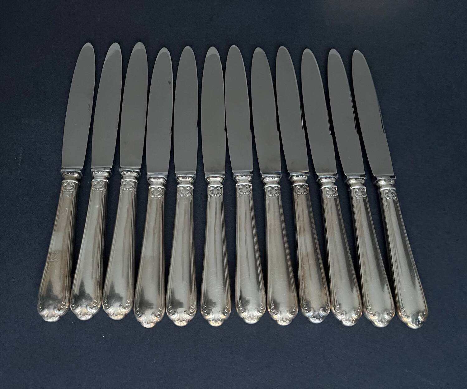12 silver metal knives