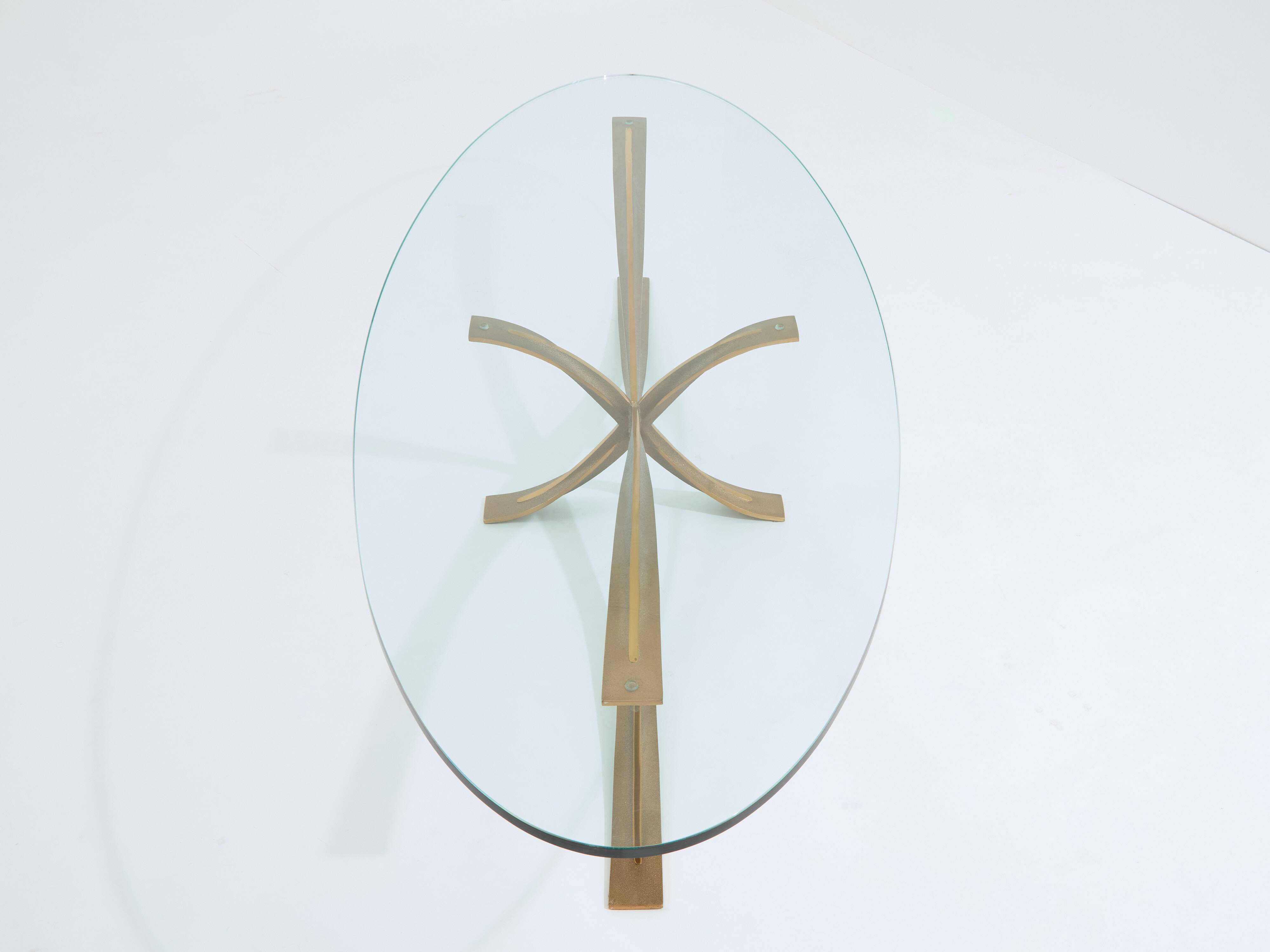 Large bronze coffee table by Michel Mangematin circa 1962