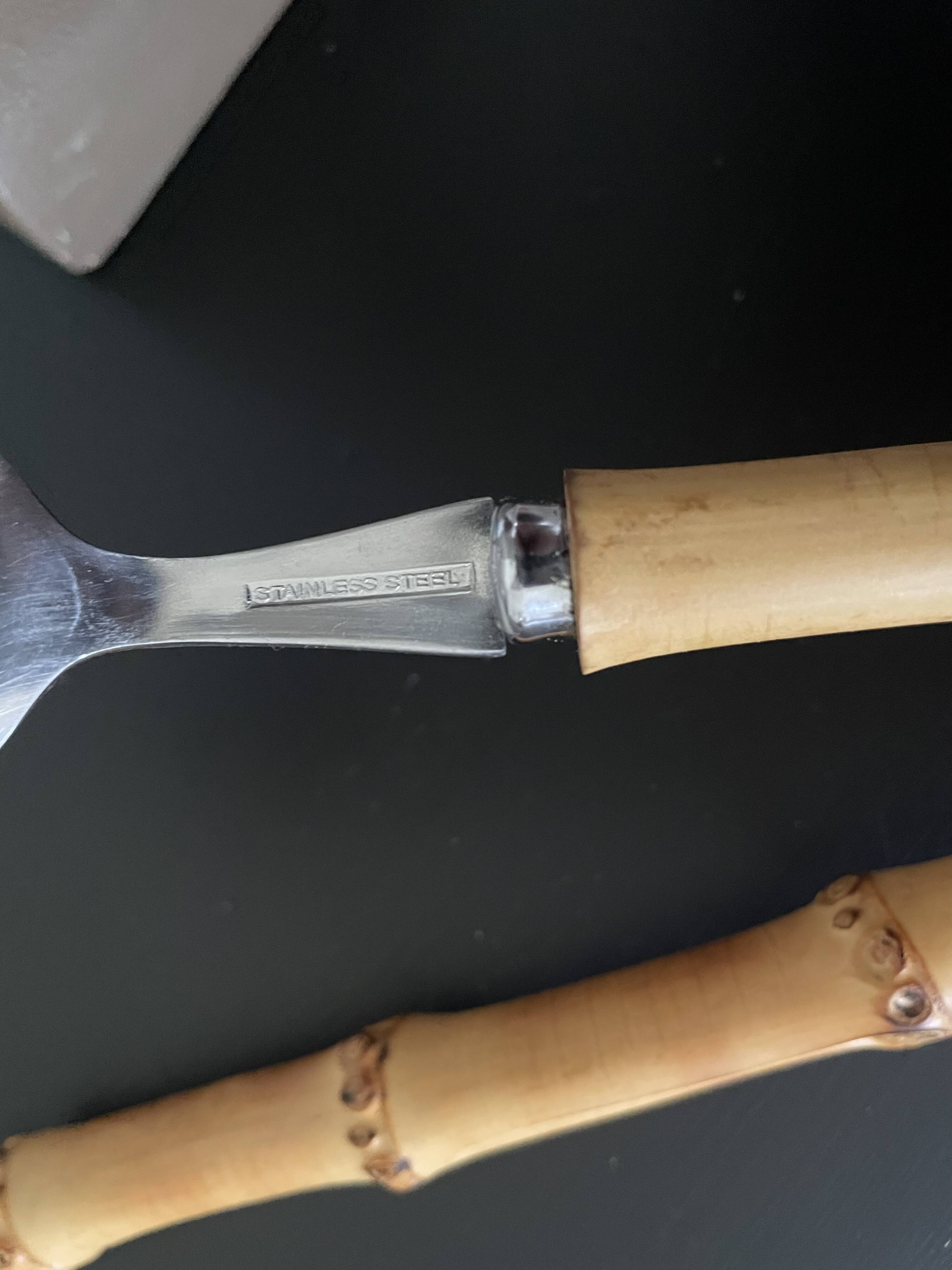 Salad servers with bamboo handles