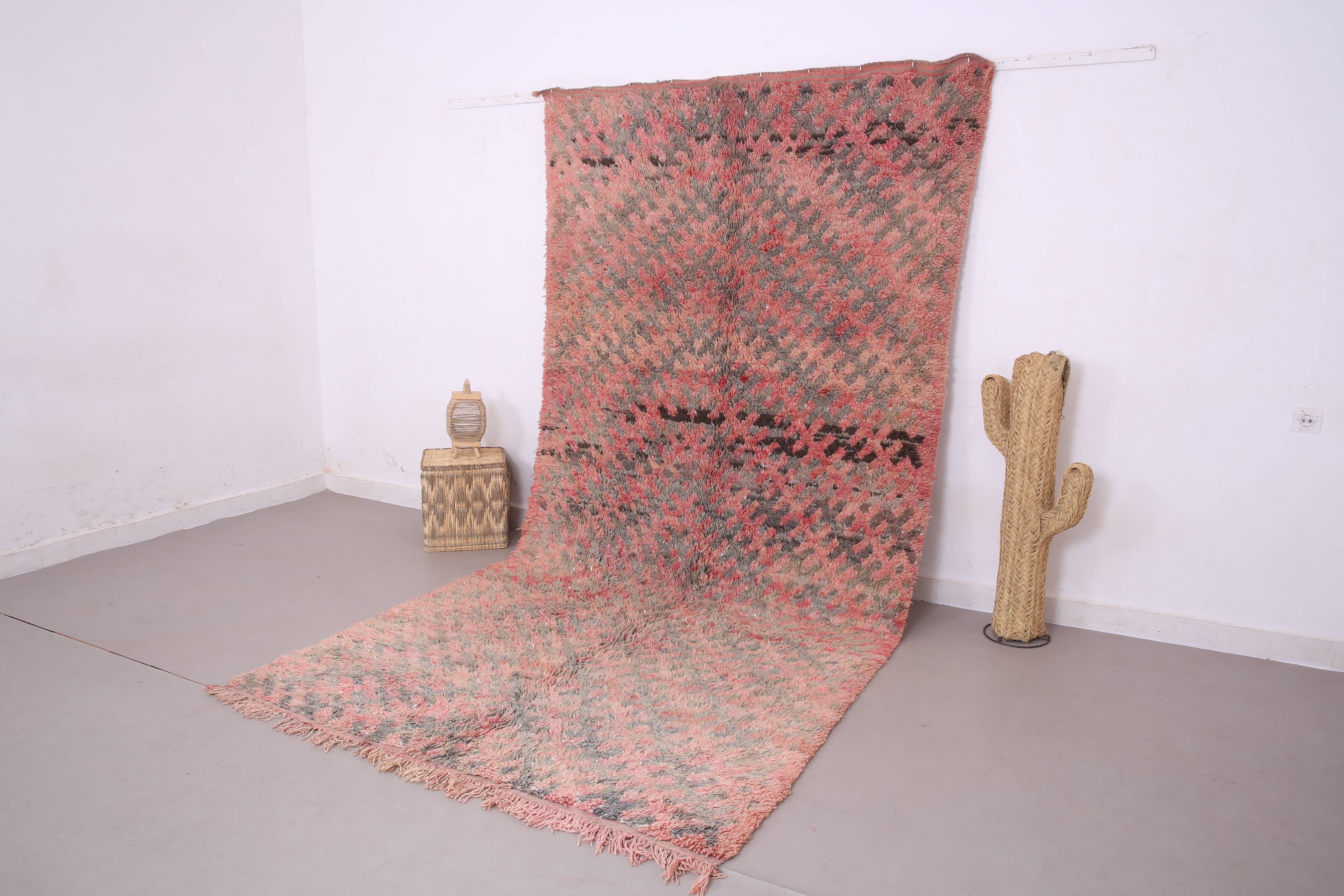 Pink Vintage Moroccan Rug 180 x 360 - Berber Wool Rug - Handmade Rug Boho