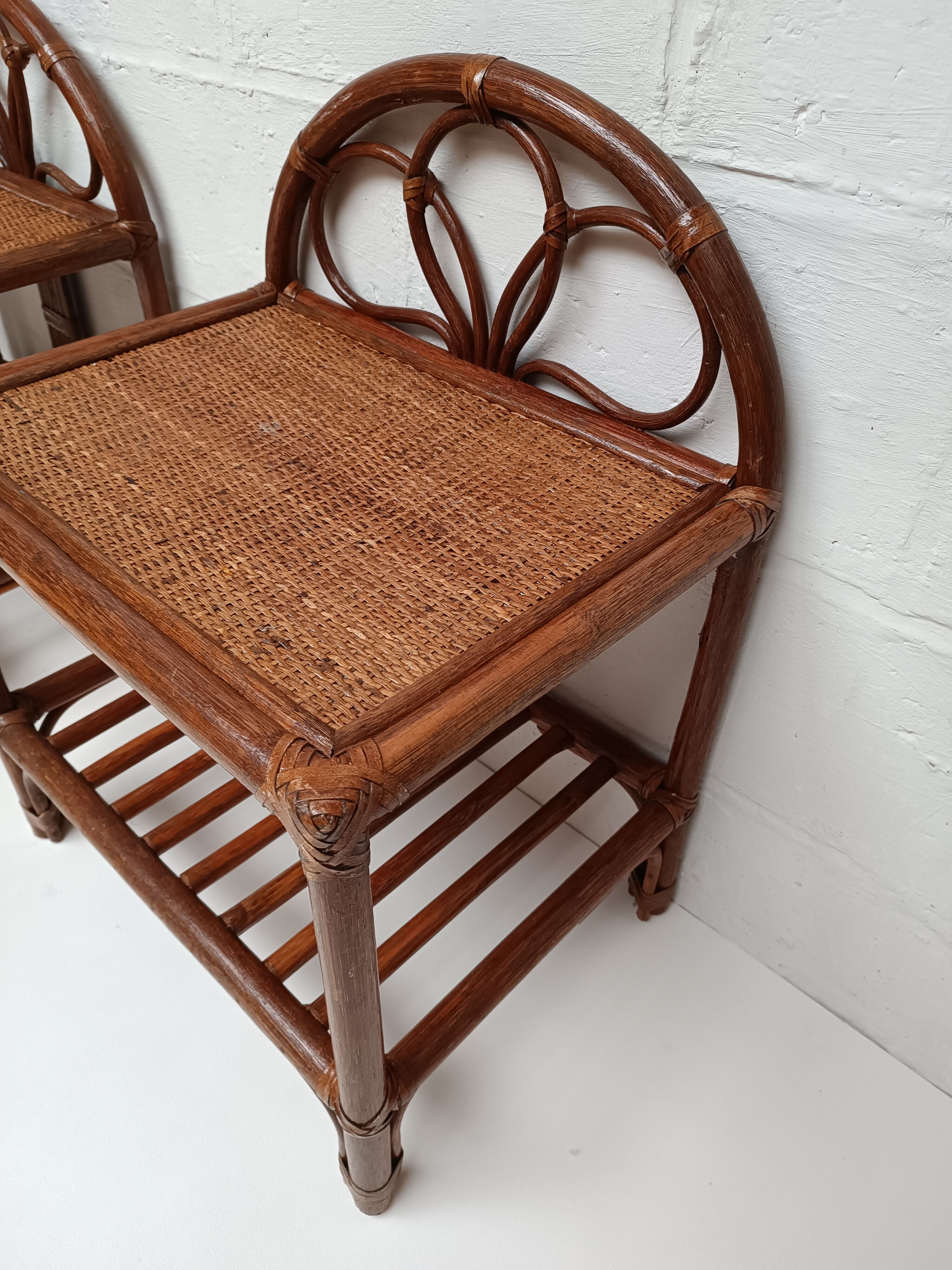 Paire de chevets rotin vintage