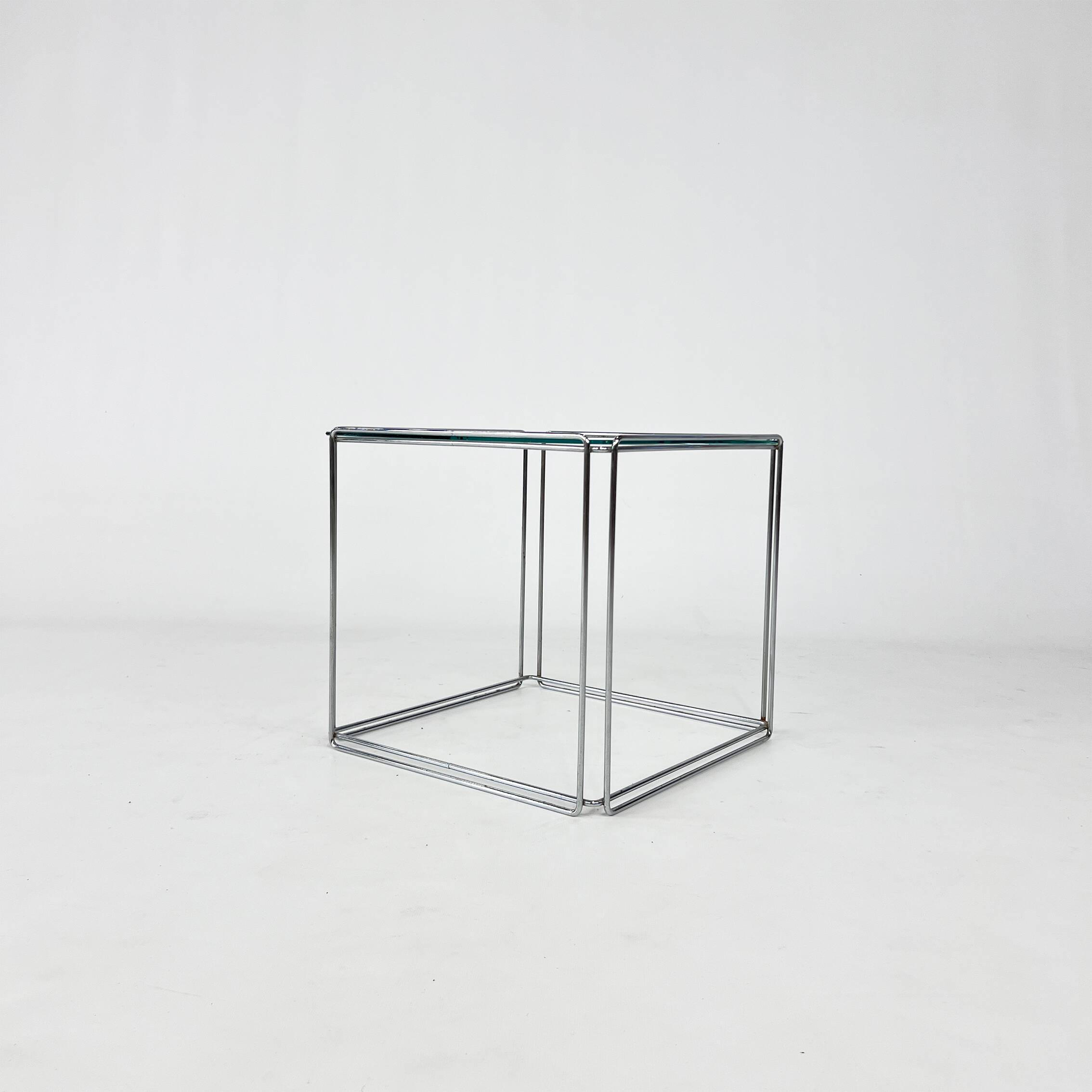Max Sauze Steel and Glass Side Table, 1970s