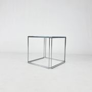 Table d'appoint en acier et verre de Max Sauze, années 1970