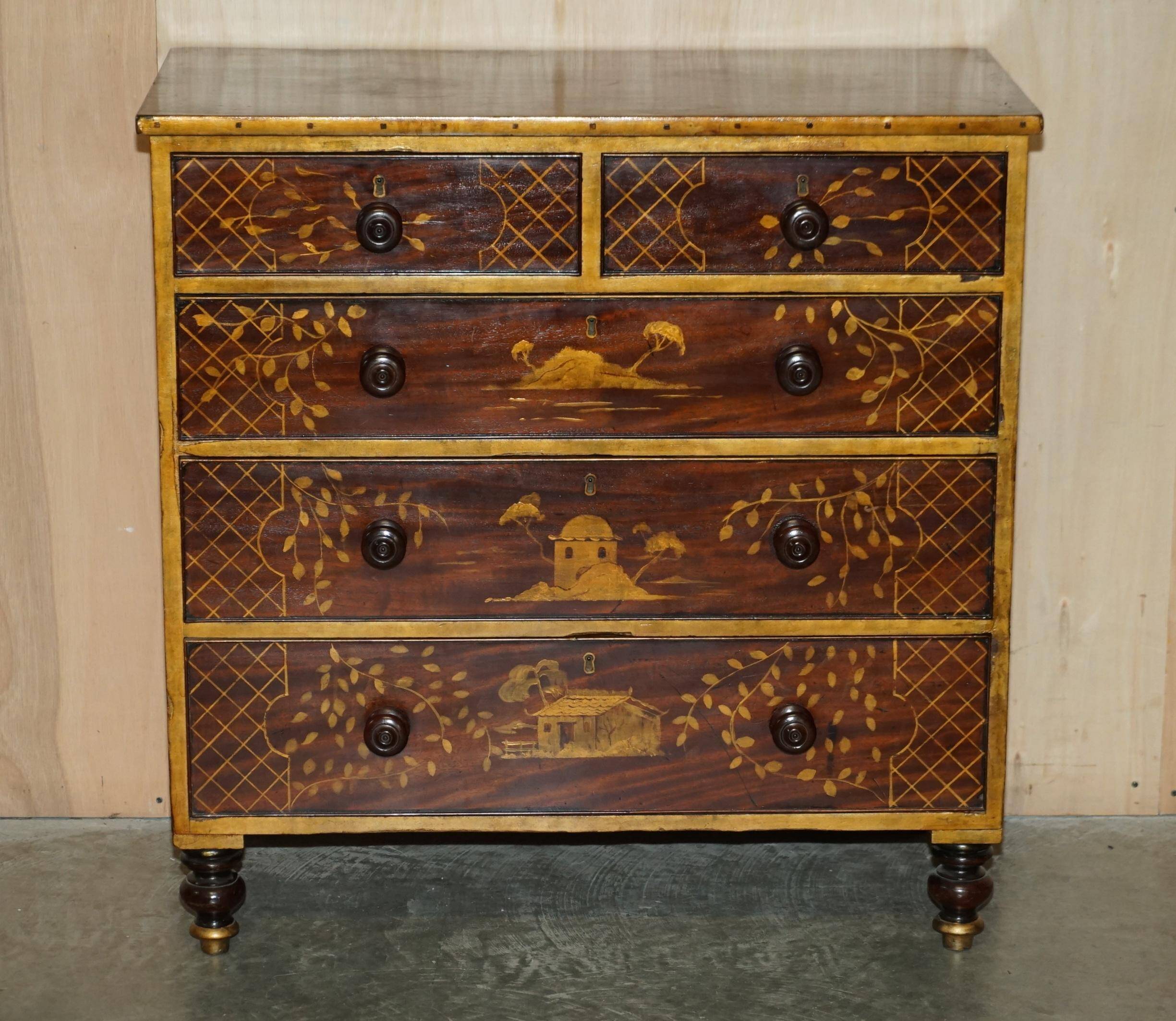 Commode chinoise chinoiserie victorienne antique vers 1860