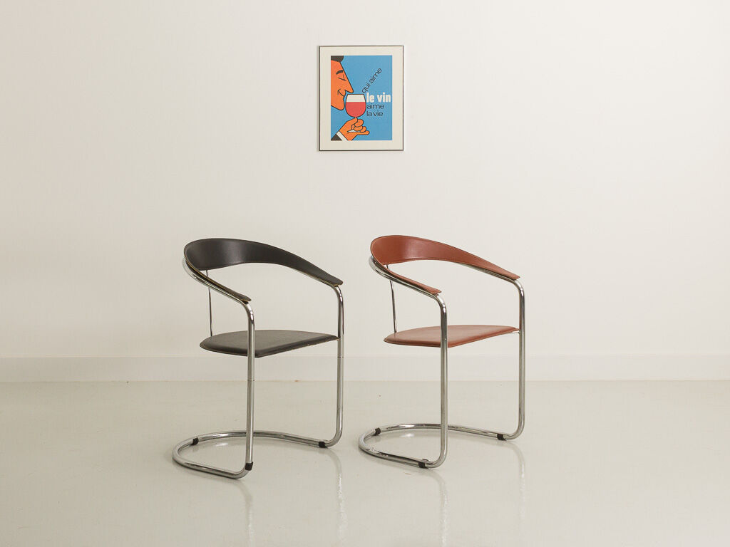 Canasta chair in Italian leather by Arrben, 197 years