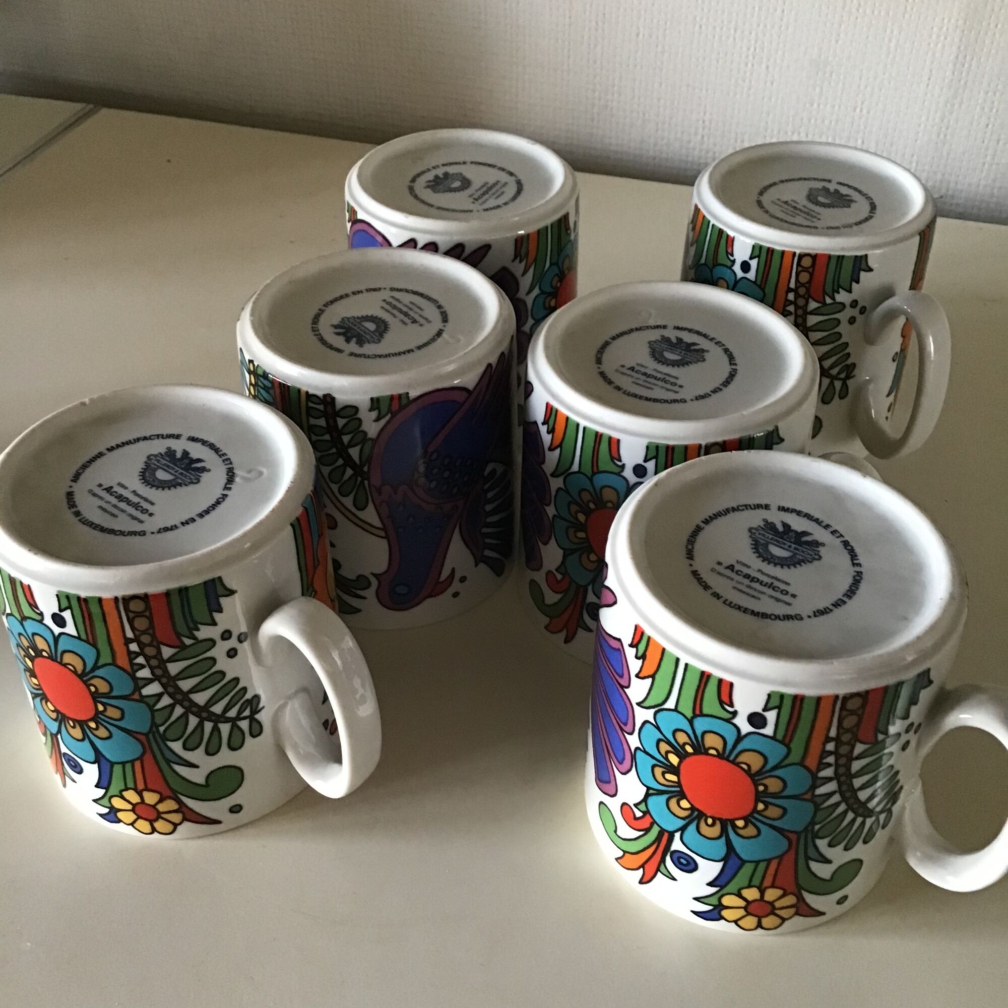 6 mugs in porcelain of Villeroy and Boch model acapulco